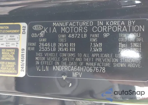 2017 Kia Sportage Sx Turbo z USA, uszkodzony, nr VIN KNDPRCA64H7067678